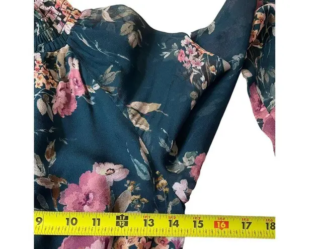 Yumi Kim Green Floral Long Sleeve Dress Women's Size XXS | 49-54