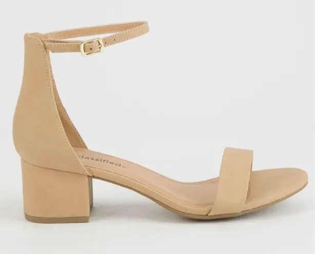 City classified Nude Chunky Heel Ankle Strap Sandal