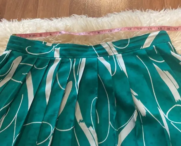 Vintage Mid Calf Length Pleated 1980’s Skirt Polka Dots Teal & White Sz L Size L