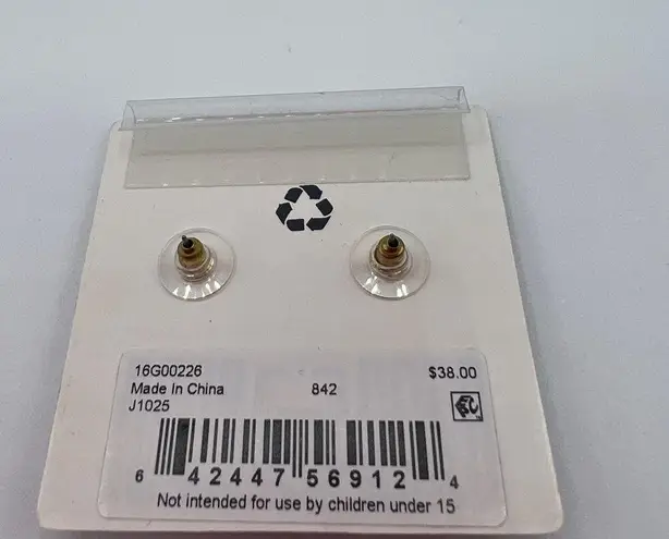 Marchesa Pave & Red Color Crystal Cluster Button Earrings in Gold