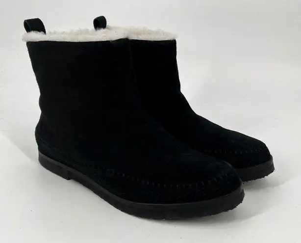 Jenni Kayne Suede Moc Shearling Fur Sherpa Ankle Boots Black 39 9
