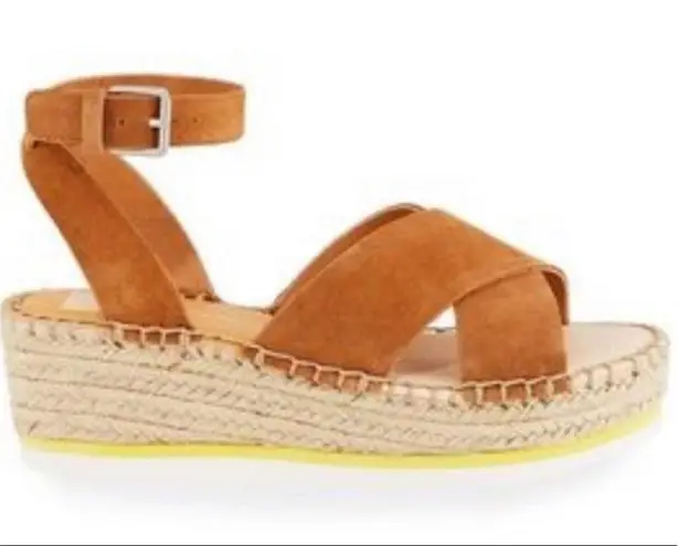 Dolce Vita Brown Suede Lacy Espadrille Wedge Sandal Size 8.5