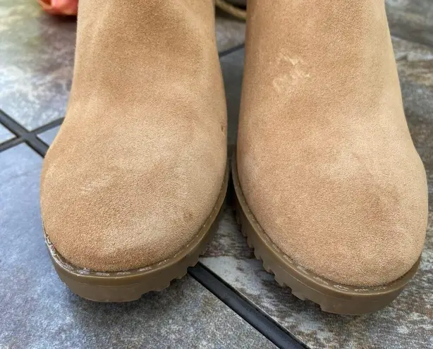 Blondo Tan Suede Tamzin Waterproof Heeled Ankle Bootie neubuck leather