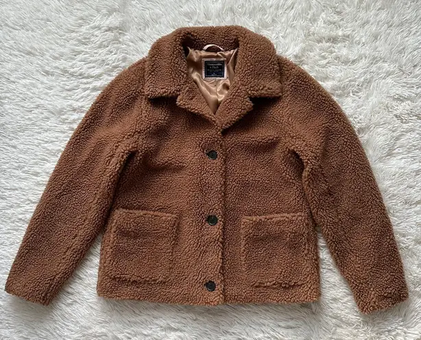 Abercrombie & Fitch  Brown Sherpa Button Up Coat Size L - Image 2