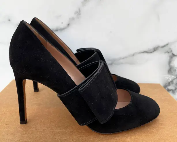 Valentino Garavani Valentino women’s black suede Mary Jane high heel bow pumps size 37 US 7