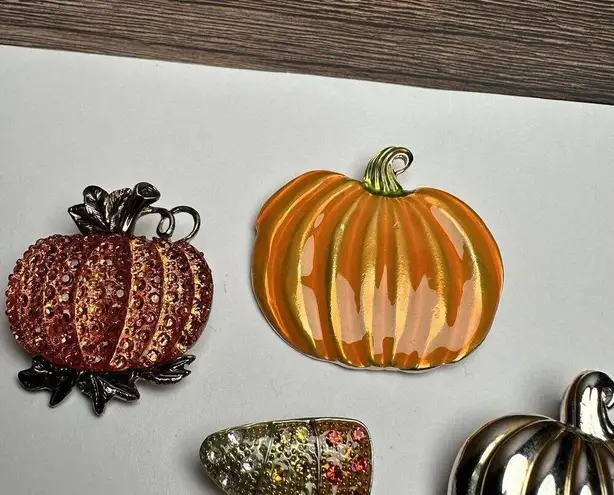 Pumpkin / Candy Corn Autumn Fall Brooch Pin Lot Of 4