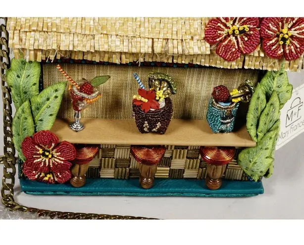 Mary Frances Tiki Bar Beaded Crossbody Handbag Purse Novelty NEW with Bag!! Blue