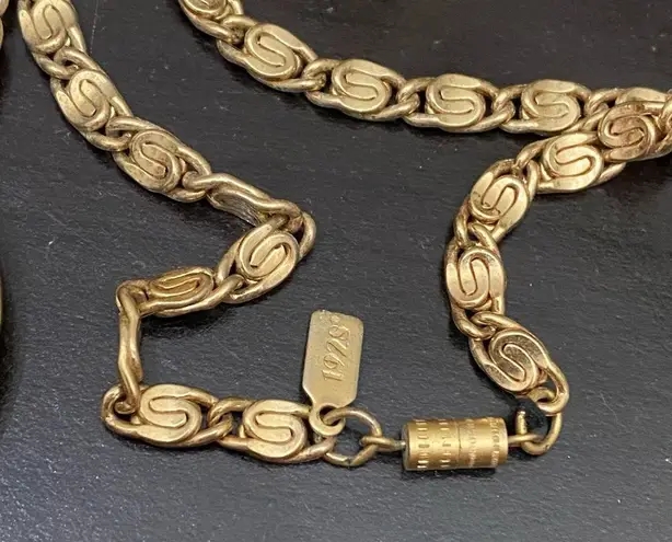 Vintage Signed 1928 Scroll Chain Link Gold