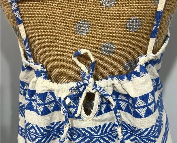 Aerie Sun Dress Blue and White Patterned Size Large