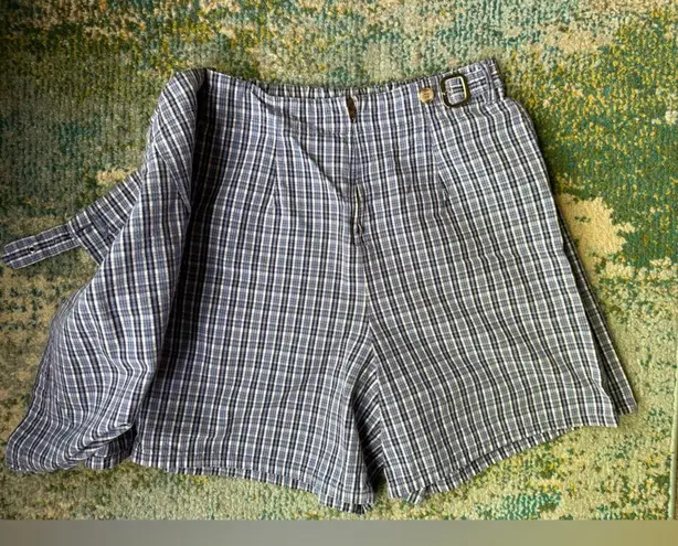Vintage 90s White Stag blue plaid cotton wrap skort, size 4