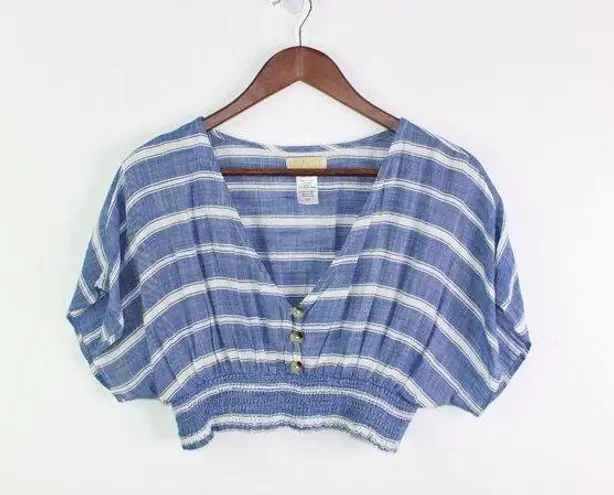 l*space l* Striped V-Neck Crop Top Blue S