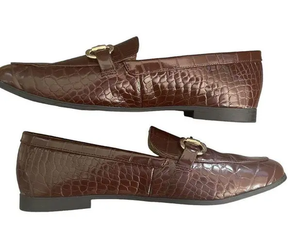 Alfani  Step N Flex Brown Crocodile Slip On Gayyle Horsebit Loafers Size 7