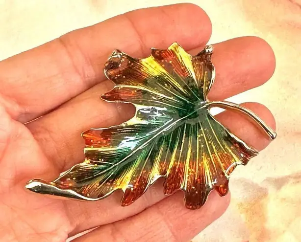 Monet  vintage leaf brooch