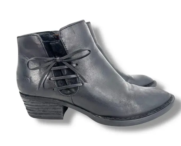 Born boots Bowlen 7.5 ankle bootie lace up western low heel zip black leather