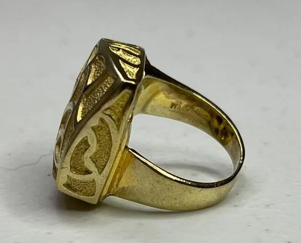 Silver Vermeil Statement Ring Size 6 1/4 925 Italy Bold Modern Jewelry Piece