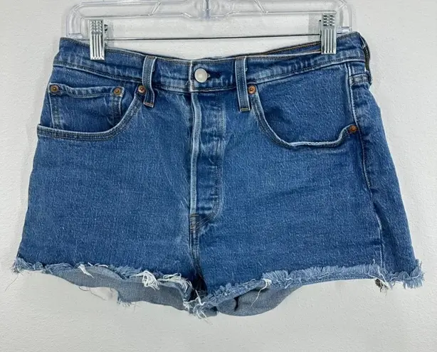Levi Strauss & CO. Levi's 501 Denim Shorts Women's Size 30 Blue Frayed Hem Button Fly Classic