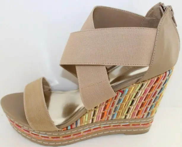 Charles David Letti Womens Camel Strappy Wedge 10