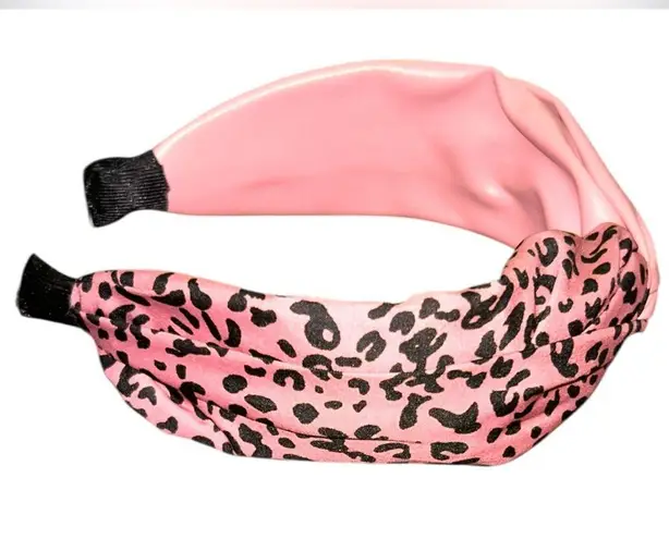 Pink Vegan Leather Bohemian Animal Cheetah Print Knotted Summer Headband NEW