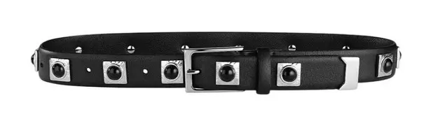 AUREUM Studded Belt in Black & Silver Medium/Large Womens Leather