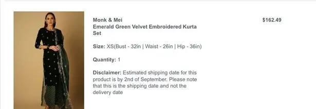 Kurta Set Green Size XS