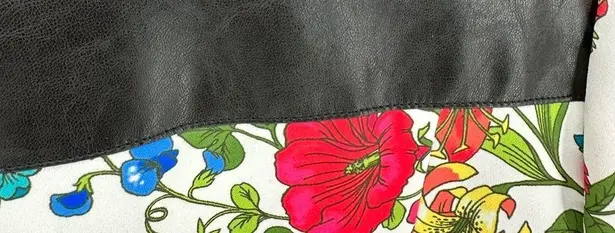 Olivia Culpo x Le Tote Reversible Bomber Jacket Floral Print Faux Leather size L Size L