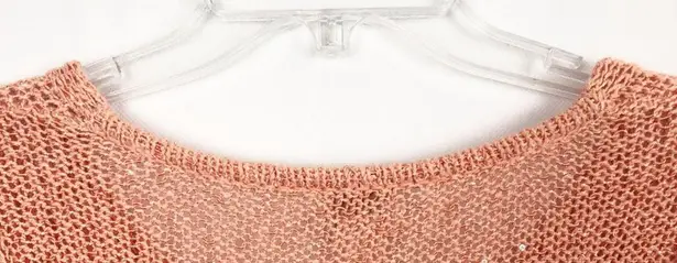 Chico's  V-Neck Sequin Orange Open Knit Sweater Size M