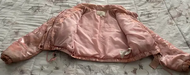 Ashley by 26 International Pink Reflective Full Zip Cropped Puffer Jacket, size S