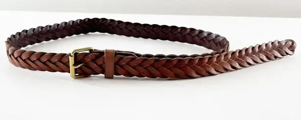 J.Crew  Genuine Leather Braided Skinny Adjustable Waist Belt Brown XS / S