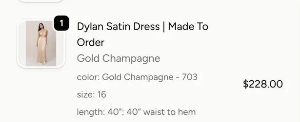 Revelry Bridesmaid Champagne Satin Gold Size 16