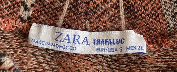 ZARA  Madras Top Burnt Orange & Black S