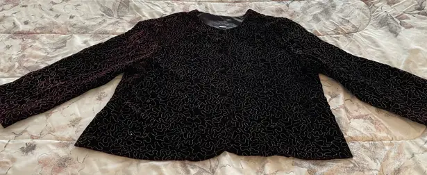 Maggie McNaughton Vintage Velvet Maroon With Gold Embroidery Button Up Blazer, size 24W