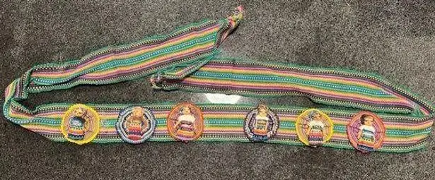 Vintage Traditional Striped Belt Strap Textile Mayan Guatemala Worry Dolls