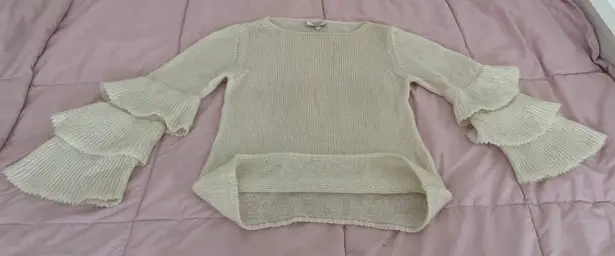 Gio & Gio. White Wool and Mohair Blend Tiered Sleeve Sweater, size S Made in Italy