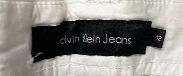 Calvin Klein Jeans  Chino Cropped Pants White Tie Waist Pockets Size 12