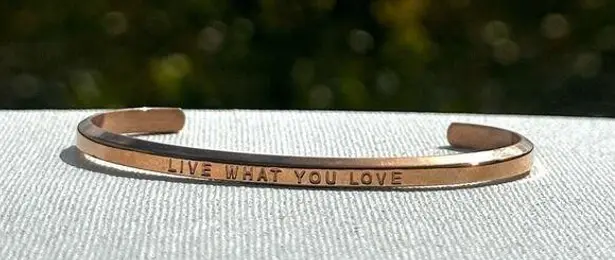 Live what you love gold tone inspirational cuff bracelet