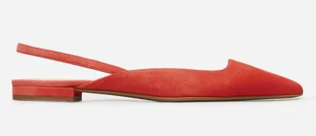 Everlane  The Editor Slingback Suede Flats in Persimmon