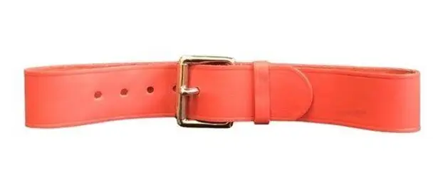 Norma Kamali Leather Belt Sz. S Terra Cotta 2”W Square Buckle Classic Designer