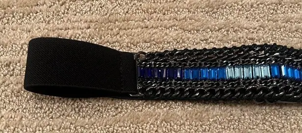 BCBGMAXAZRIA  Black and Blue Gem Chain Belt