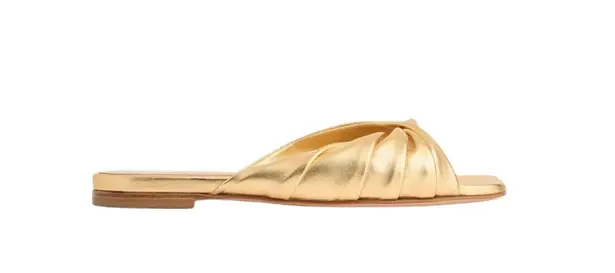 Gianvito Rossi NIB Selene Flat Sandal in Gold Size 39.5