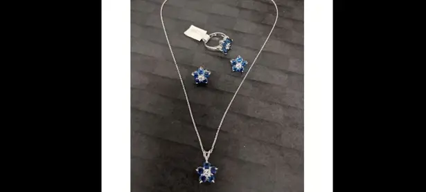 Source Unknown .925S ARTISAN TANZANITE EARRING RING NECKLACE PENDANT SET W/ LAB ACCENTS