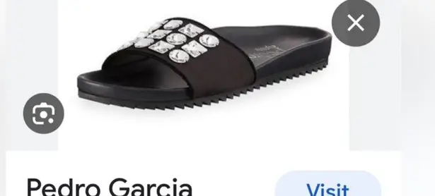 Pedro Garcia Amery Swarovski Crystal Satin & Leather Jeweled Slide Sandals Black Size 10