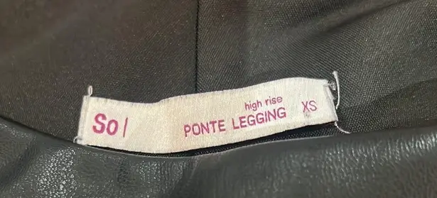 SO  Faux Leather High Rise Ponte Black Legging Size XS