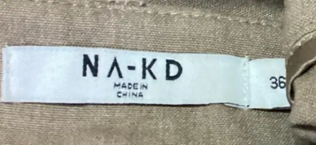 NA-KD Women's Tan Khaki High Rise Cargo Straight Trouser Dress Pants Size 36