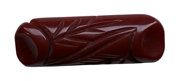 Vintage 1930s Carved Bakelite Dress Clip Deep Oxblood Red Leaf Motif