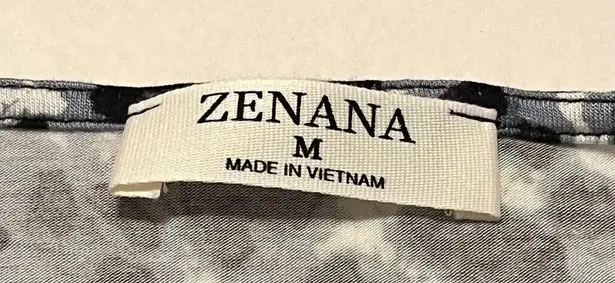 Zenana Outfitters Womens Size Medium Black Grey Gray Leopard Cheetah Animal Print Top Shirt