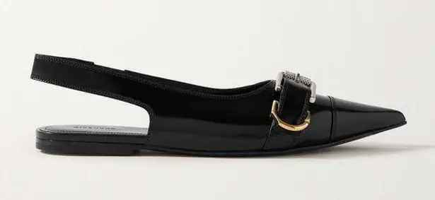 Givenchy Voyou Pointed Toe Slingback Ballet Flat Black 39.5 NEW