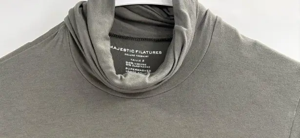 Majestic Filatures Shirt Deluxe Tee Turtle Neck Superwashed Gray Casual small Blue
