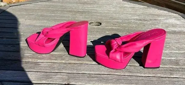 Open Edit  Kaia Knot Platform Sandals in pink rouge size 7