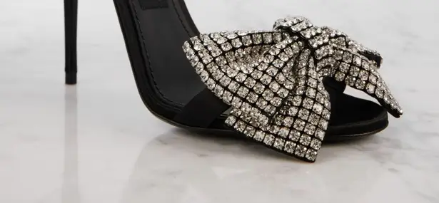 Dolce & Gabbana Keira Bow Sandal in Nero & Crystal 37 With Box womens High Heels