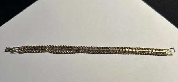 Women’s Gold Tone Rope Chain Clear Rhinestone Tennis Bracelet 7 1/8 Inch